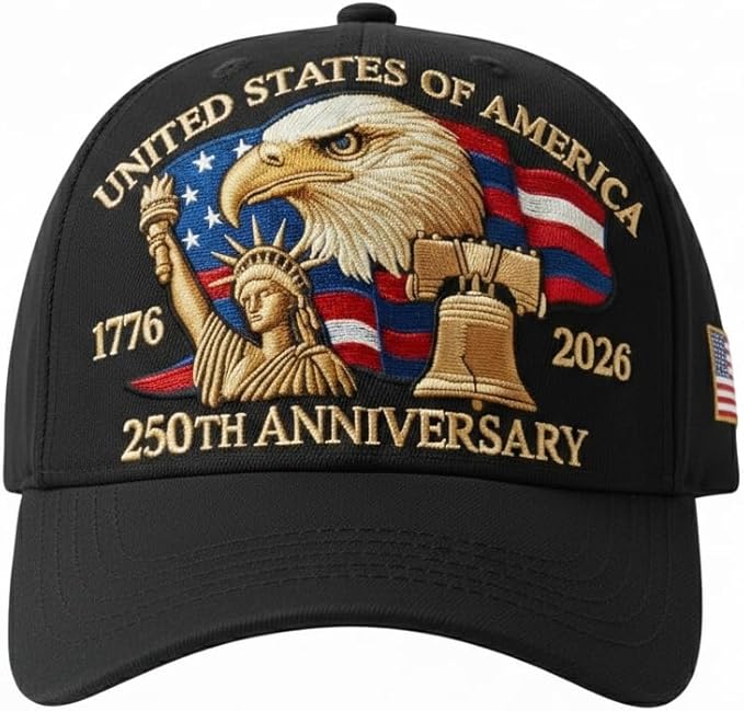 US 250th Anniversary Hat 1776-2026 Patriotic Baseball Cap, American Flag Adjustable Cap for Men, Women