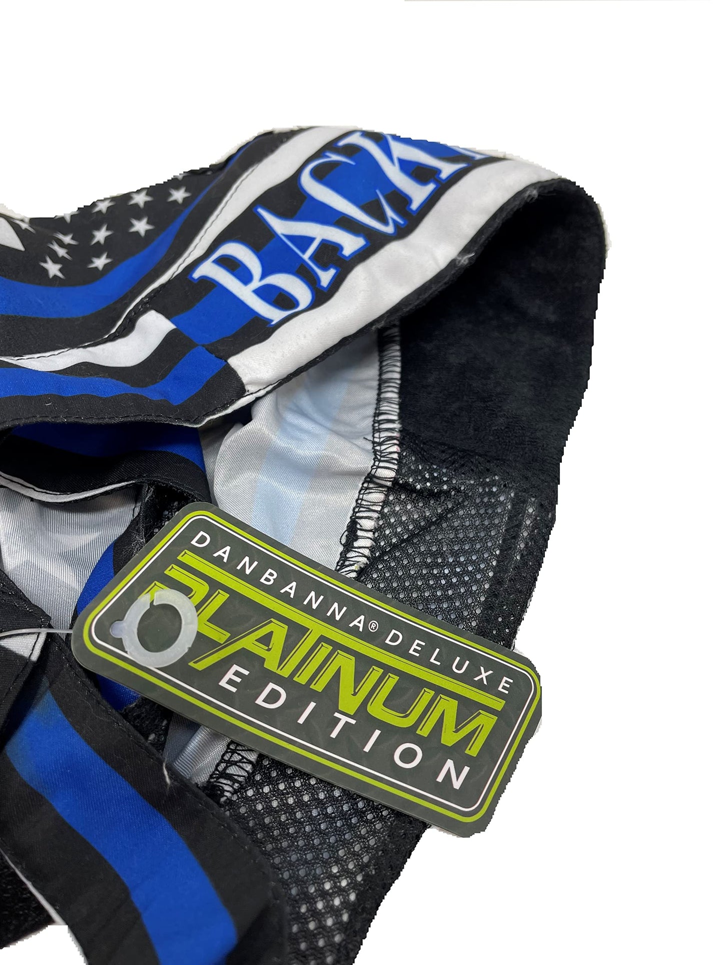 Capsmith Platinum Biker Doo Rag Headwrap Black White Blue Back The Blue Police Law Enforcement Support Patriotic Flag Look Sweatband