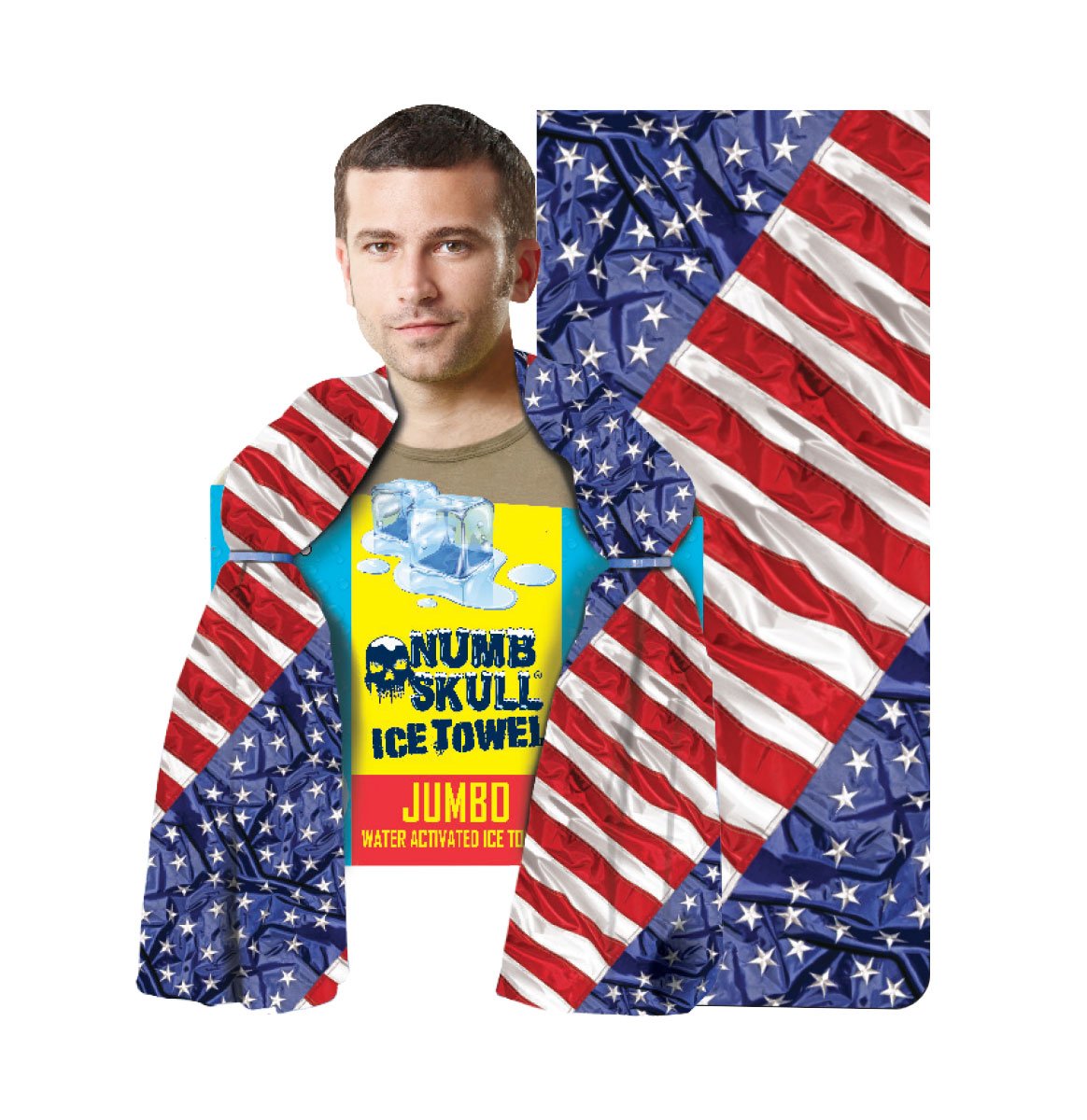 NUMB SKULL ICE TOWEL {JUMBO) Water Activated Ice Towel [Continously Cools As It Dries] (USA)